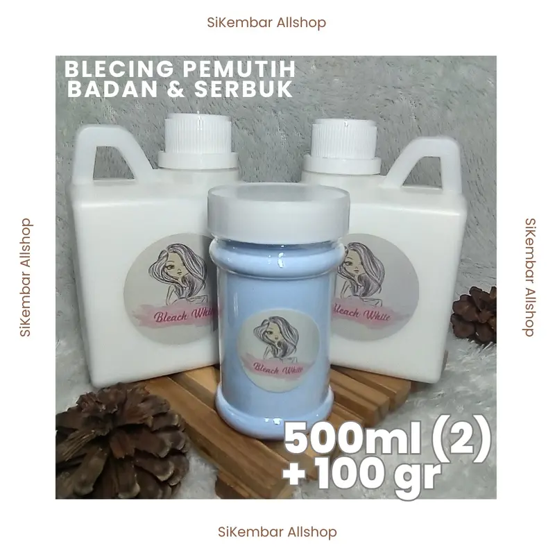 Bleaching Pemutih Badan 500ml (2) dan Serbuk Campuran Pemutih Badan 100 gram Premium Memutihkan Tubuh Tangan Ketiak 0