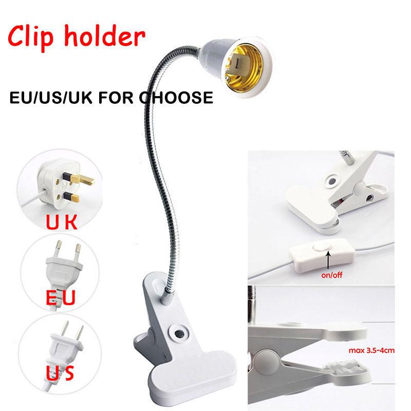 Product Introduction of E27 light bulb Lamp AC power supply base Flexible holder EU US uk Plug socket desk Clip  2KSG 71