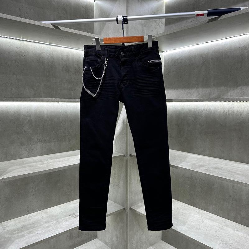 Quần jean nam đen trơn dây xích