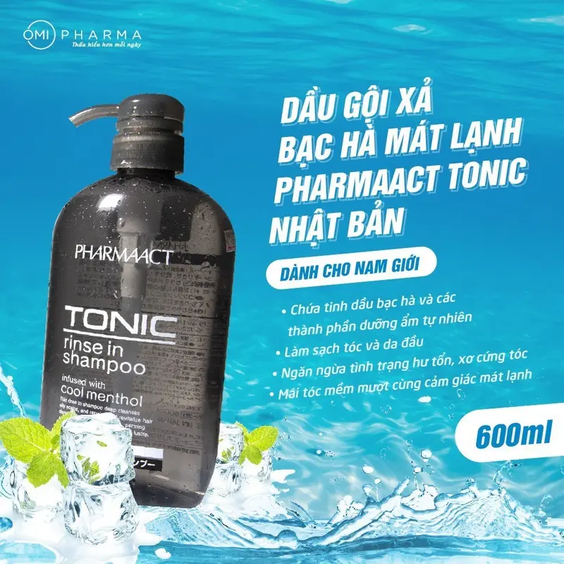 Sữa Tắm & Dầu Gội COOL PHARMAACT Nhật Bản Mát Lạnh Cho Nam 550ML 3