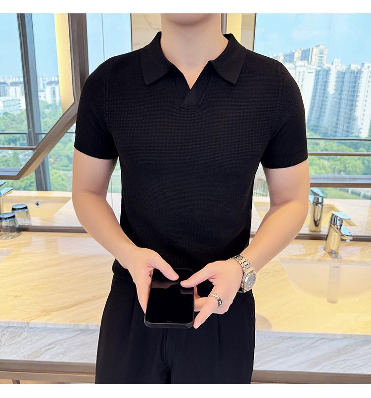 Product Introduction of Áo Polo, Mỏng Vừa Vặn, Phong Cách Thường Ngày, Không Nhăn, Thời Trang, Thiết Kế Đơn Giản, Màu Trơn ngắn Tay, Cổ Áo bẻ xuống, Làm Bằng Dệt Kim, Thích Hợp Cho Mùa Hè, Không Khí Tươi Mới, Phong Cách Nam 20