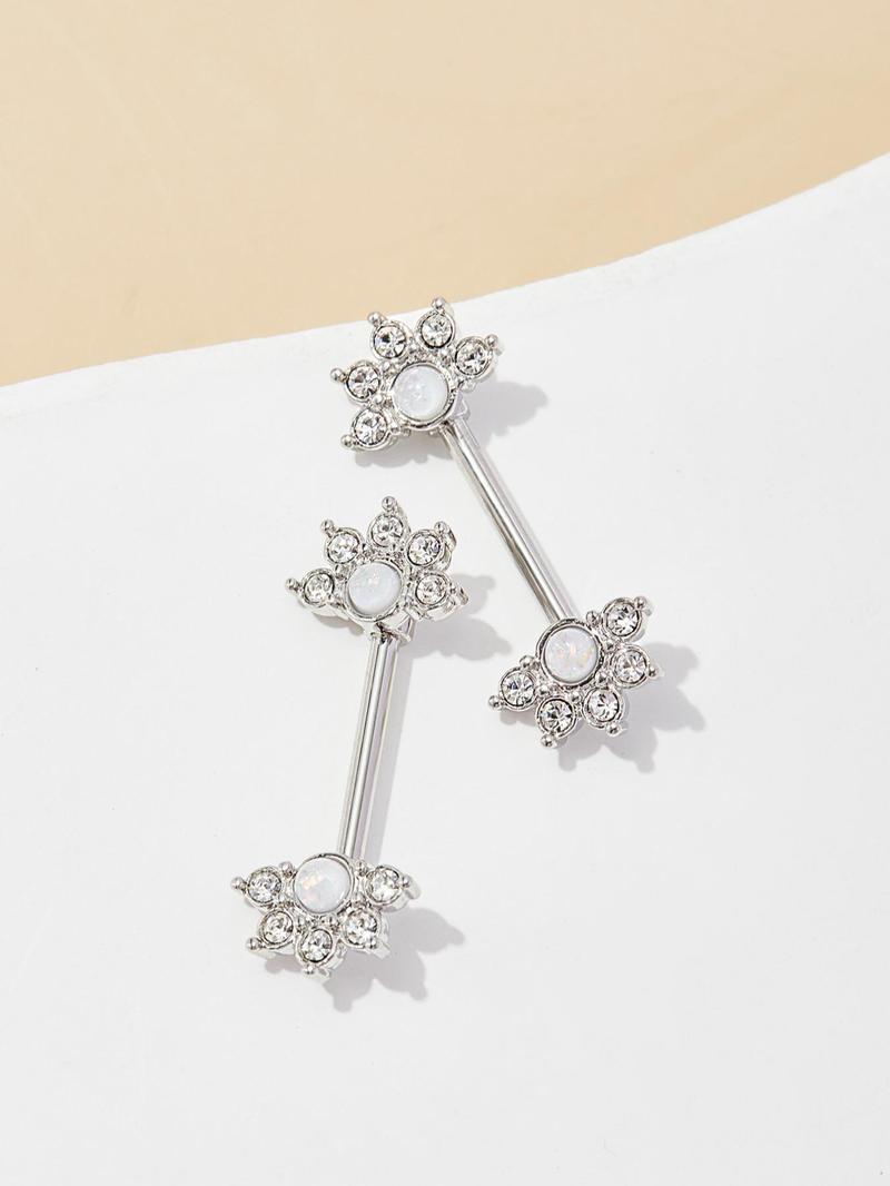 Product Introduction of Women's Elegant Rhinestone Decorated Nipples Ring (1 Pair), Fashion Jewelry for Party, Daily Clothing Decor, Trendy All-match & Exquisite Jewelry for Birthday Gift 4