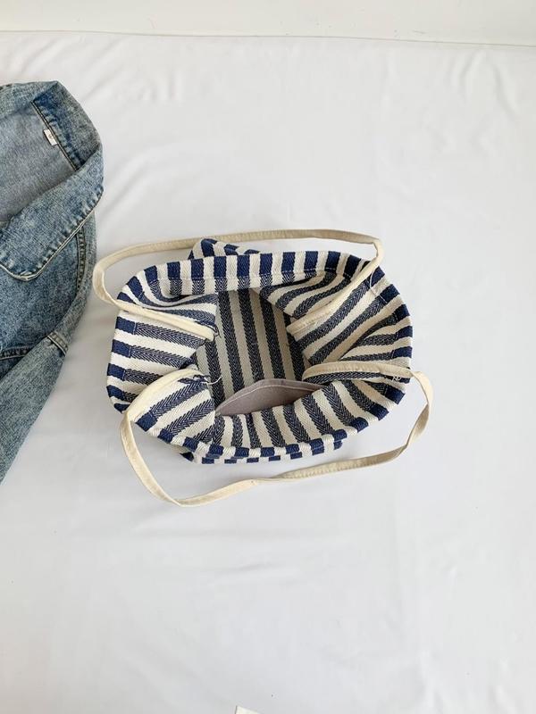 Men's Casual Striped Pattern Tote Bag, Large Capacity Shoulder Bag for Daily Used & Work, Casual Trendy Versatile High-quality Daily Commuting Bag 4