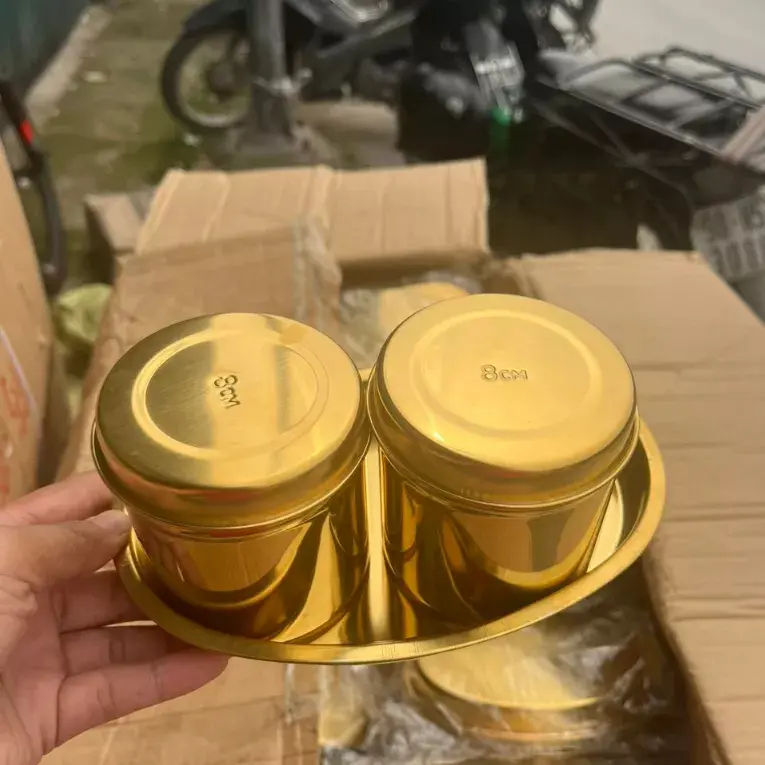 Khay, Bát Inox, Khay Hạt Đậu, Cốc Đựng Bông, Chén Inox Mạ Vàng Sang Trọng 7