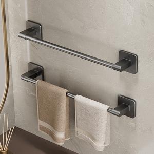Space Aluminum Towel Rack, No-Drill Wall Mount, Bathroom Single Bar Storage Holder, Malaysia Home Storage Essential