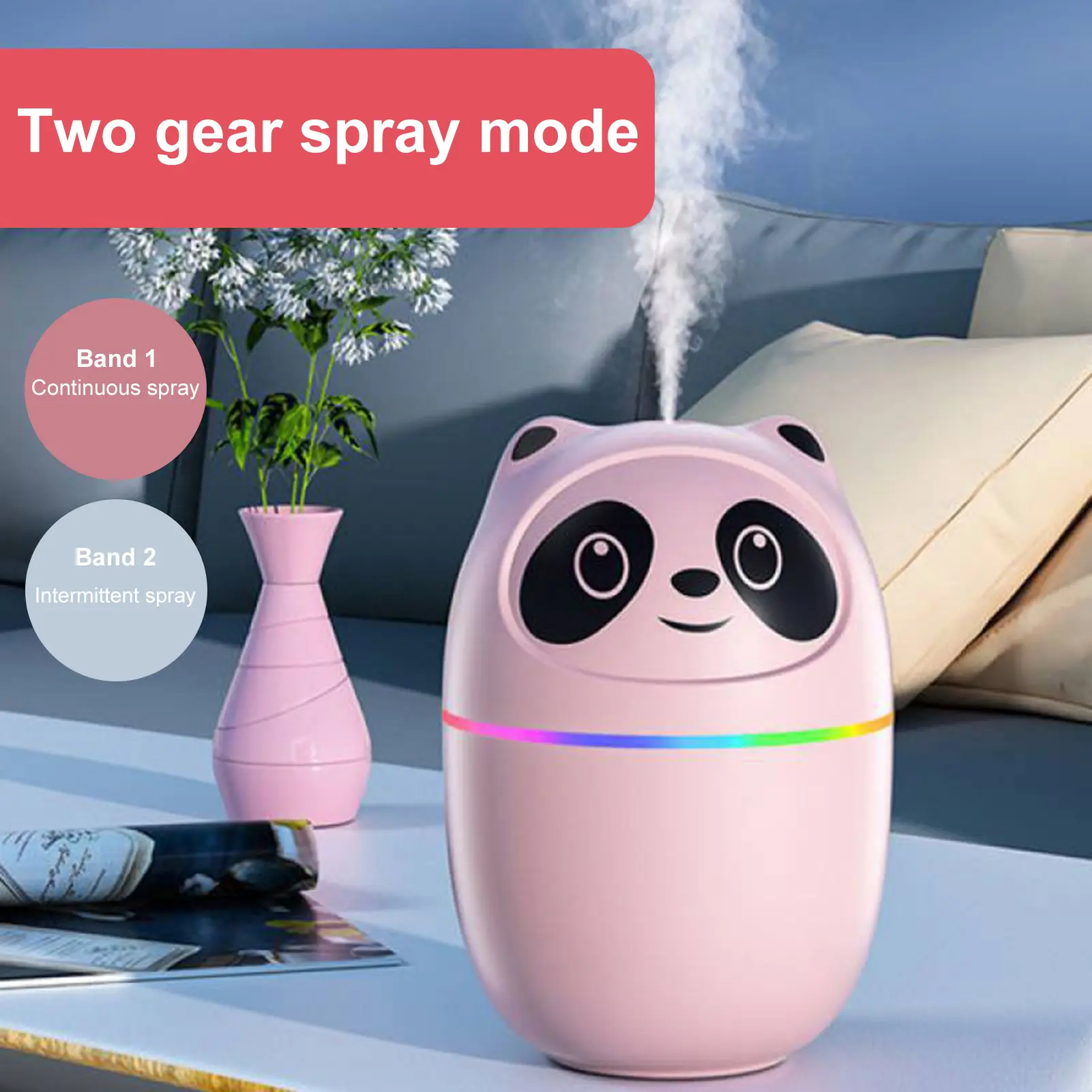 [CU] 1 Set 220ml Humidifier Bear Shape Noiseless Large Volume Cute Oil Aromatherapy Humidifying Diffuser for Office