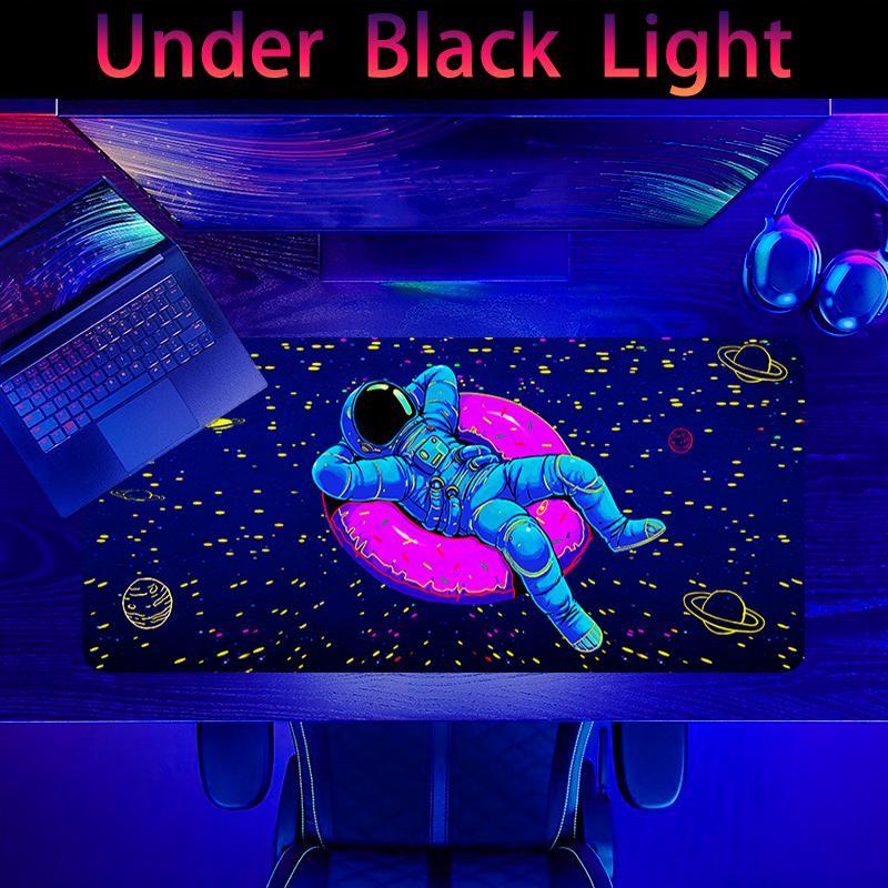 Cartoon Astronaut Pattern Extended Mouse Pad, 1 Count Fluorescent Design Decorative Mouse Pad, Desktop Mouse Pad for Home Office 3