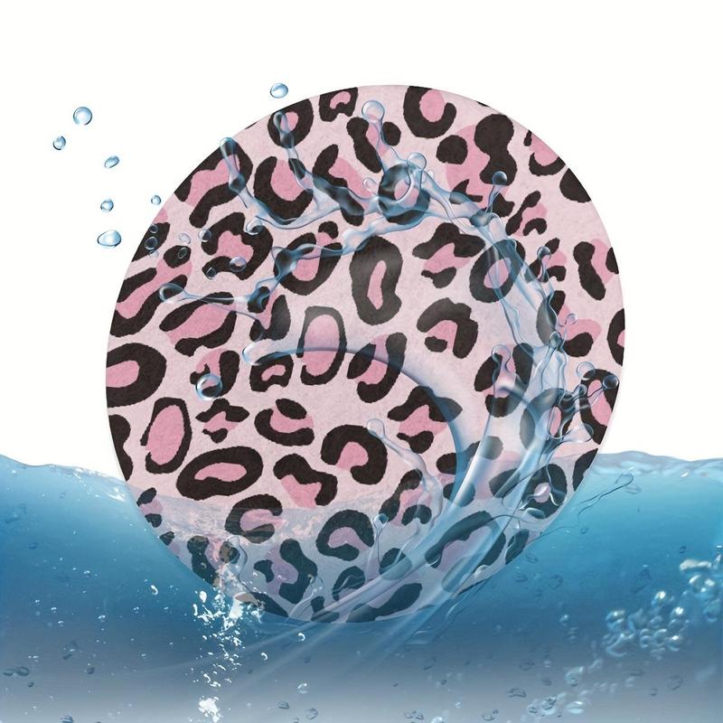 Product Introduction of Leopard-print Car Coaster, Round Anti-slip Car Cup Holder Coaster, Durable Car Cup Holder Pad, Car Interior Accessories for Women 6