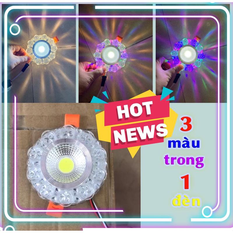  Đèn led âm trần 6w+3w 3 chế độ màu đẹp lung linh trang trí trần nhà 