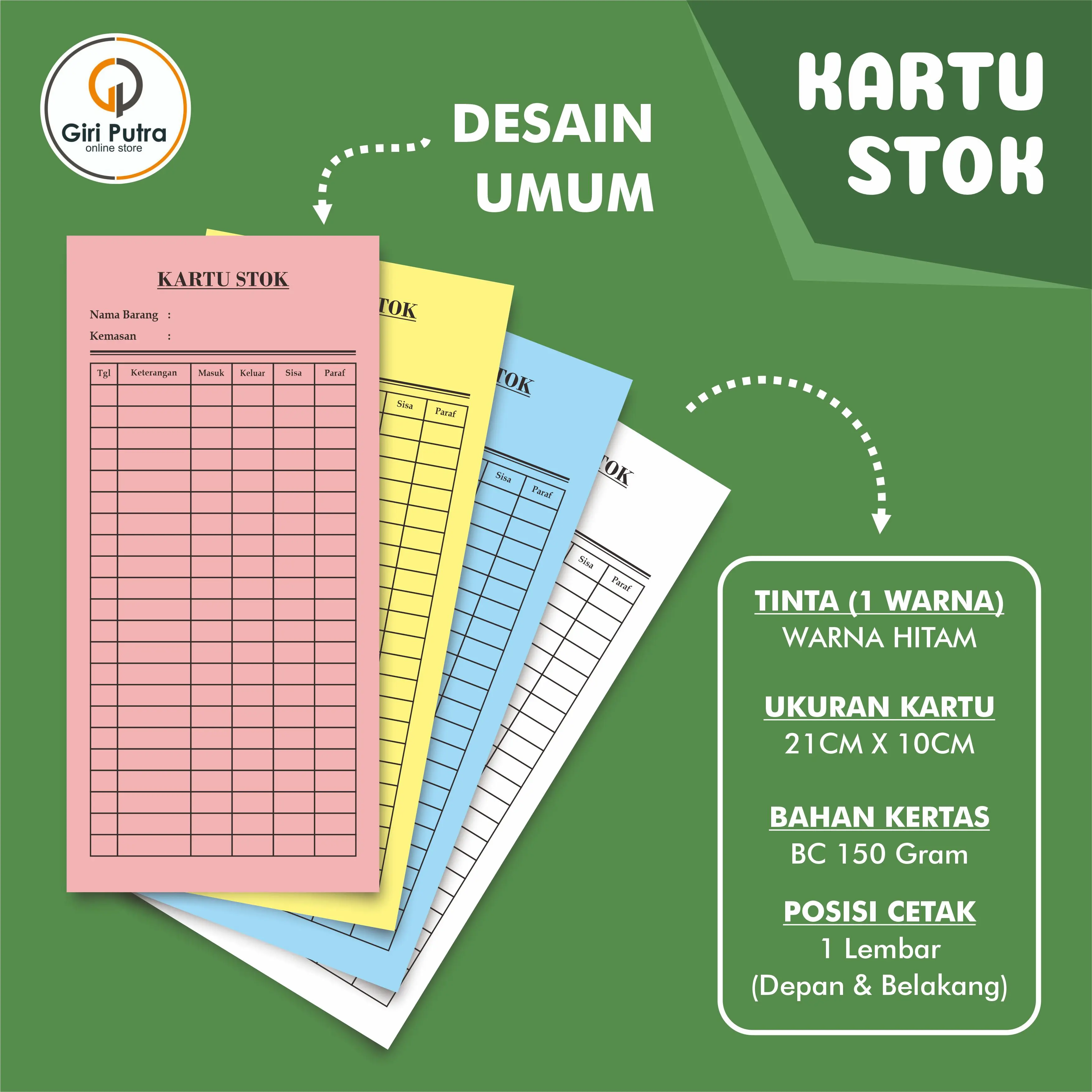 Kartu Stok Barang / Kartu Stok Obat Isi 100 Lembar