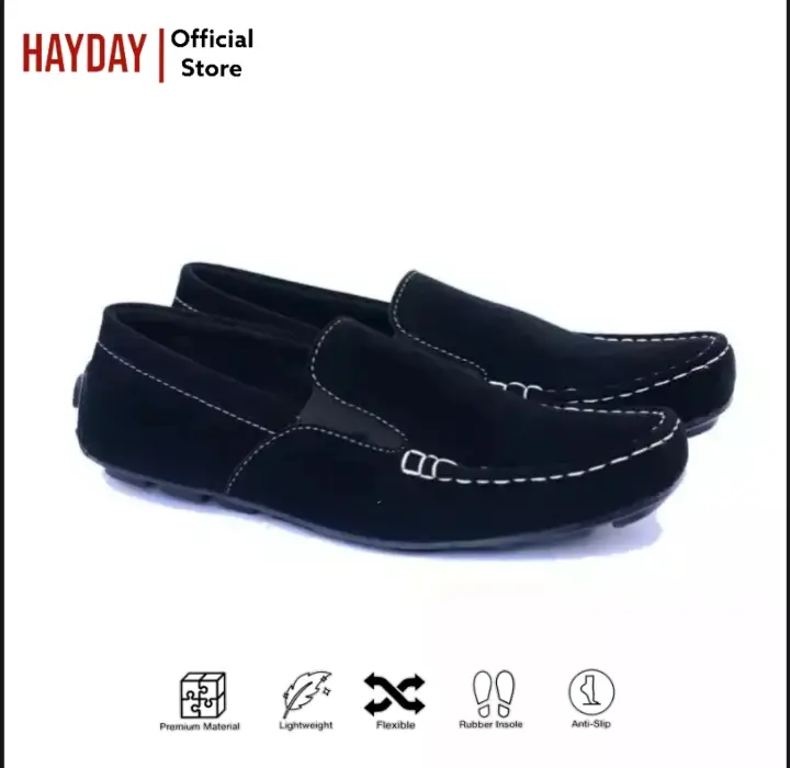 SEPATU KICKERS MX ONE SLIP ON SLOP HITAM CASUAL SANTAI PRIA KERJA SEKOLAH TANPA TALI Karet Flat Shoes 0