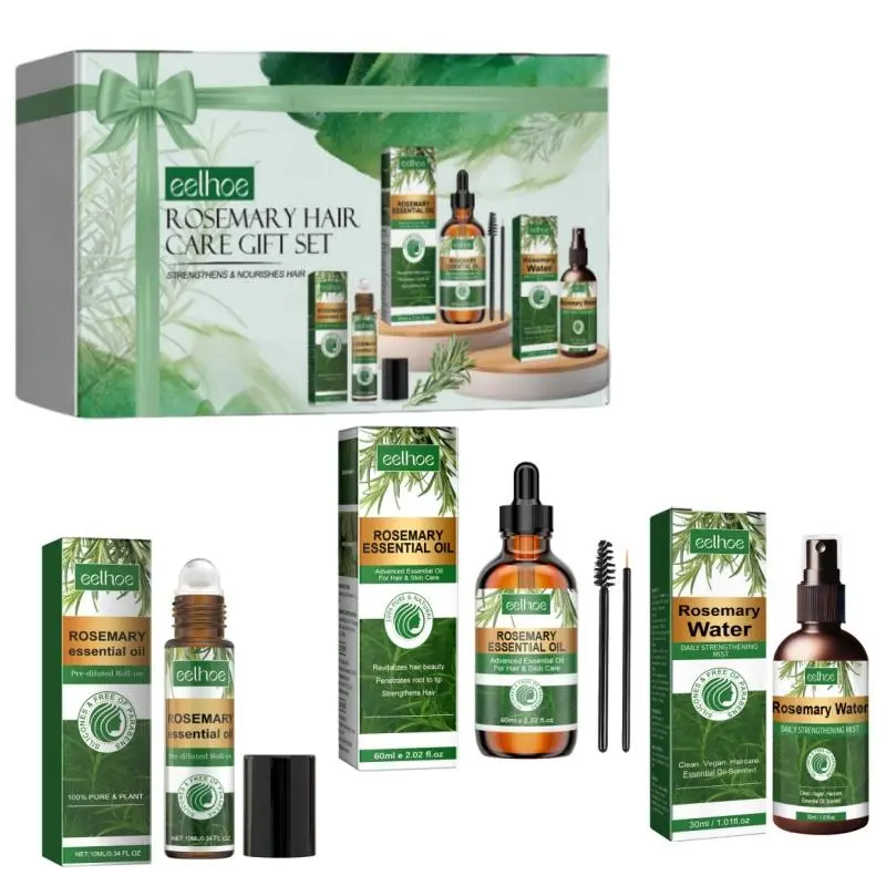 Rosemary Hair Care Gift Set, 3 Counts/set Deep Moisturizing Hair Oil & Shampoo & Conditioner, Hair Care & Styling Product