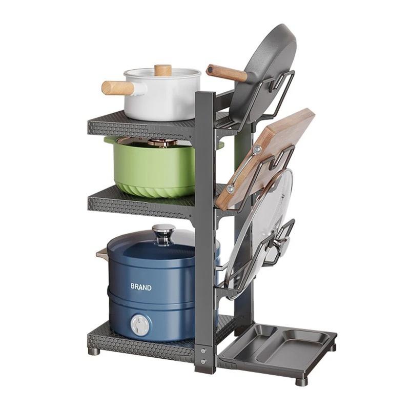 Yka Kệ Để Xoong Nồi Chảo Nhiều Tầng Có Thể Để Góc Bếp ,Decor Nội Thất Nhà Bếp Gọn Gàng Tiết Kiệm Không Gian, Chất Liệu Khung Thép Sơn Tĩnh Điện 5 Lớp Kèm  Khay Cài Vung Tiện Lợi Kitchen kệ  để keg i kệ  đựng