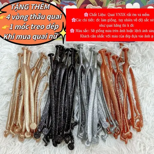 Quai Dép Tông Nữ Kim Tuyến Havaianas - ( Hỗ Trợ Bấm Lỗ Gắn Charm - Quai VNXK Cao Cấp)