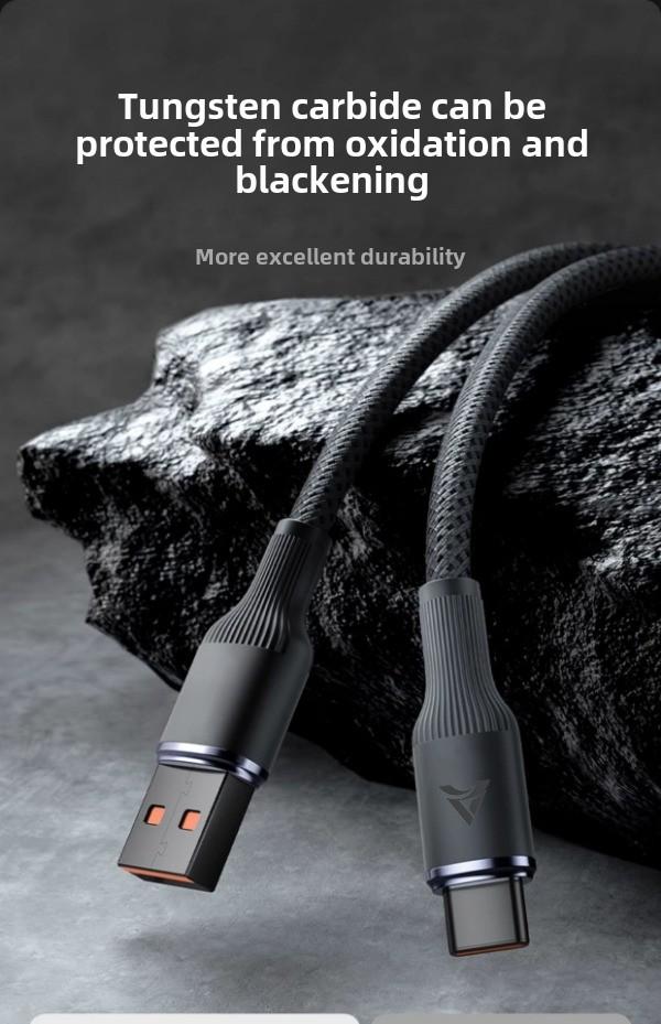 Product Introduction of Extended 3m 6A super fast charging 120W data cable Flash charging braided Compatible with Honor/Huawei/nfinix/Oppo/Oneplu/Realme/Redmi/Samsung, USB to Type-C charging cable Cross border 4