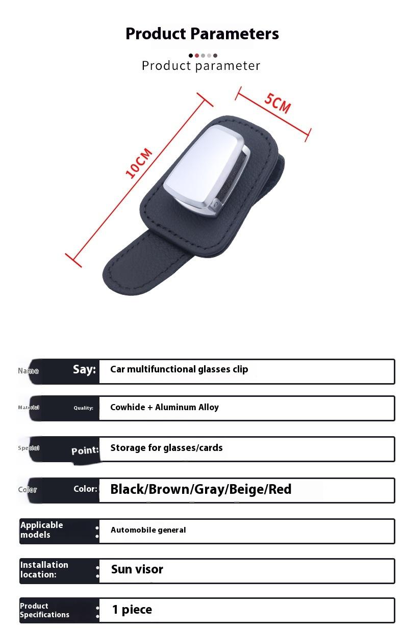 Product Introduction of Car Sunshade Glasses Clip Multifunctional Bill Storage Car Sunglasses Bracket Creative Cow Leather Car Supplies 6