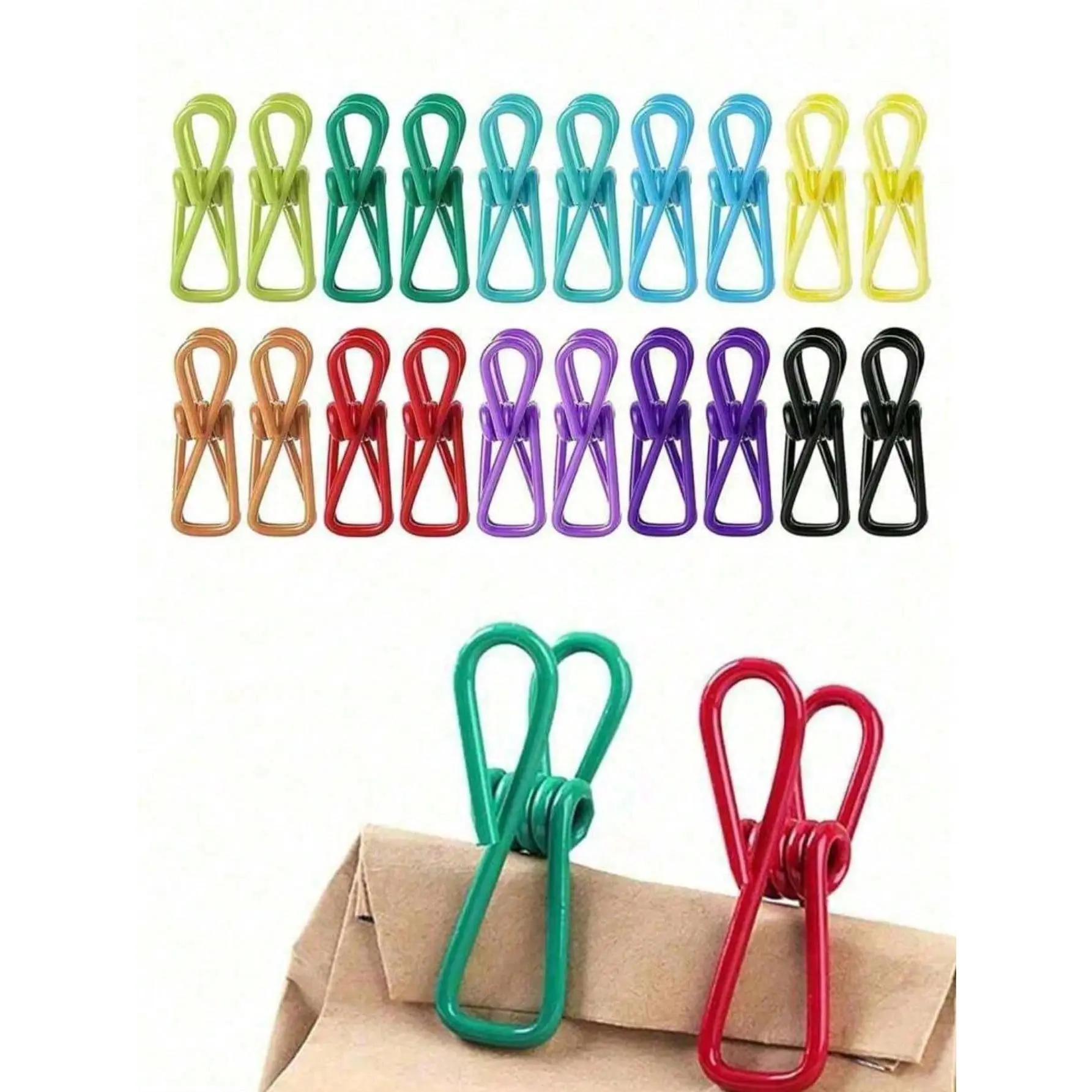10pcs Portable Random Color Sealing Clip, Stainless Steel Sealer Clamp, Snack Sealing Bag Clip, Suitable For Clothespin & Food Bag Sealing Storage & Sketch Clamp