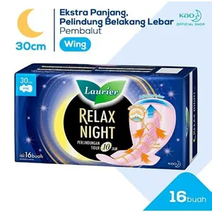 Laurier Relax Night Pembalut Wanita Wing 30cm / 35cm Pembalut Malam Daya Serap Maksimal
