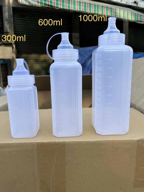 Chai nhựa đựng sốt/mứt có nắp có chia vạch - Bình Tương vuông đa năng