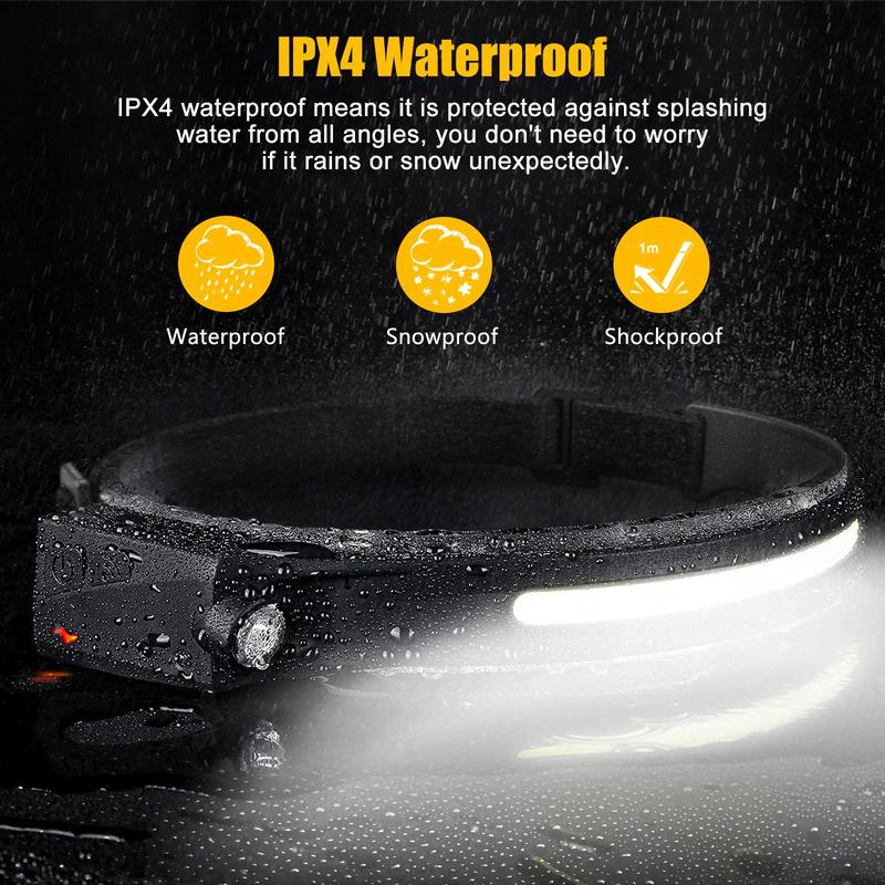 Rechargeable Headlamp, 230° Wide Beam Head Lamp with Motion Sensor, Waterproof Head Light Flashlight Torch for Hiking, Running, Repair, Fishing, Biking, Secret Funny Gift, Valentine's Day Gift,  Camping Gear 6
