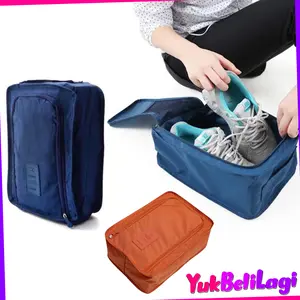 YBL-as Travel Penyimpanan Sepatu Sandal Kasut Dua Sekat Pouch Traveling Shoes Bag Organizer Serut