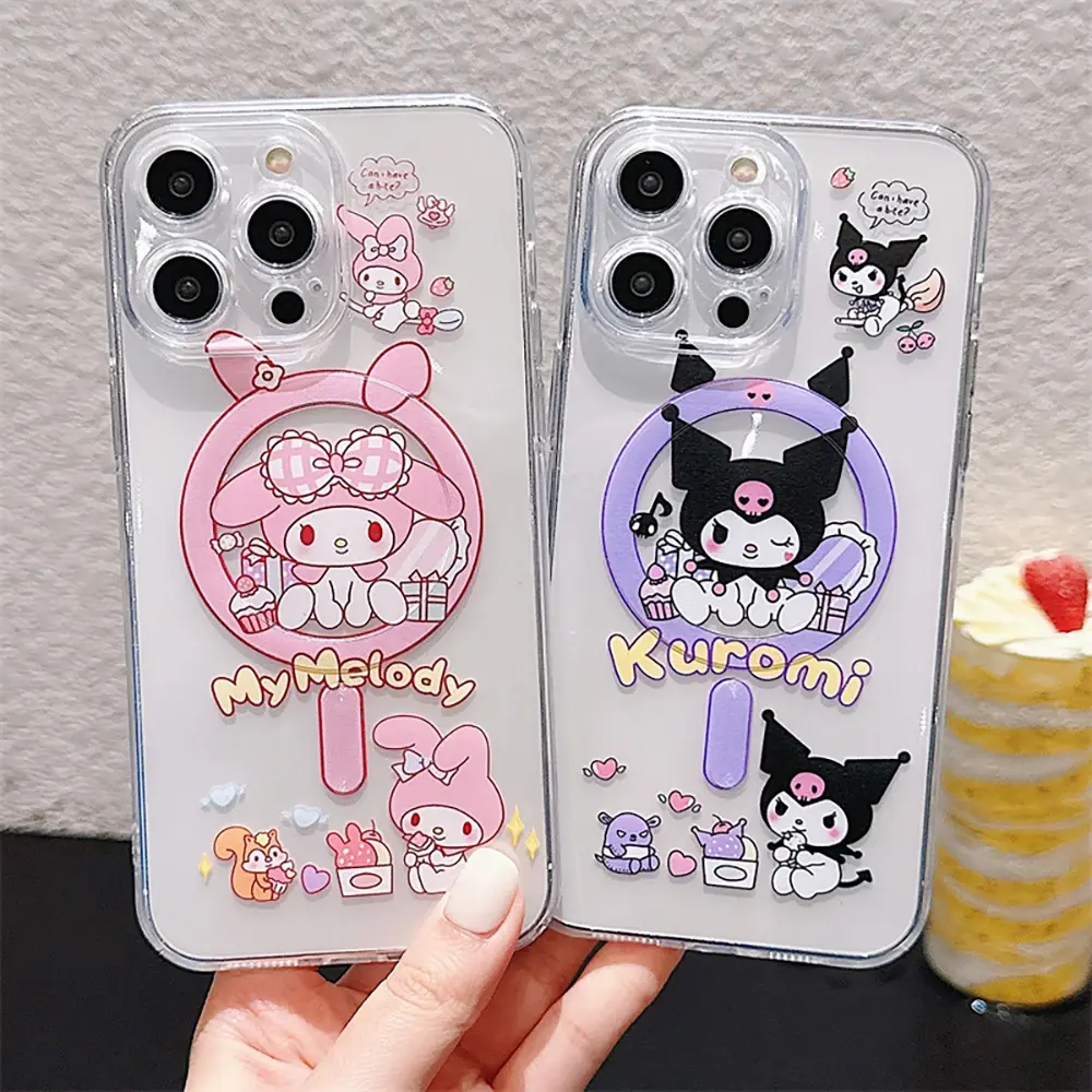 Cute Kuromi My Melody For Magesafe Wireless Charge Phone Case for iPhone 16 15 14 13 12 11 Pro Max Plus X Xs XR 8 7 Soft Cover