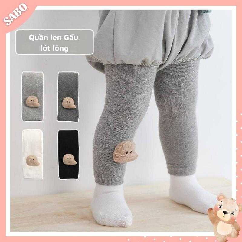 Quần Tất Len Xù HÌNH GẤU 3D Siêu Dày Ám Cute Cho Bé Trai Bé Gái