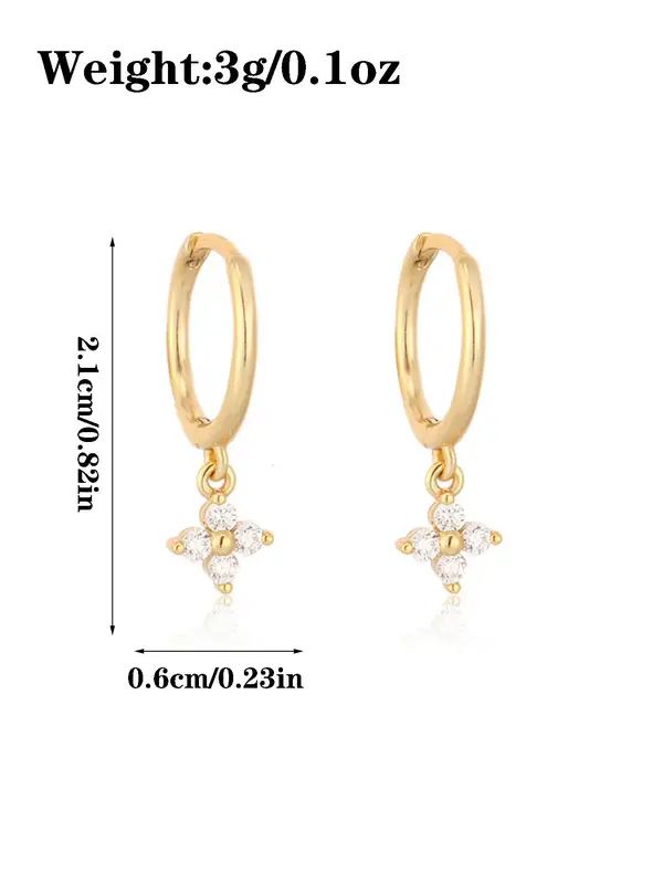 1 Pair Women's Elegant Rhinestone Star Dangle Earrings, Exquisite Trendy Dangle Earrings, Gorgeous Jewelry As Birthday Gift for Women 1