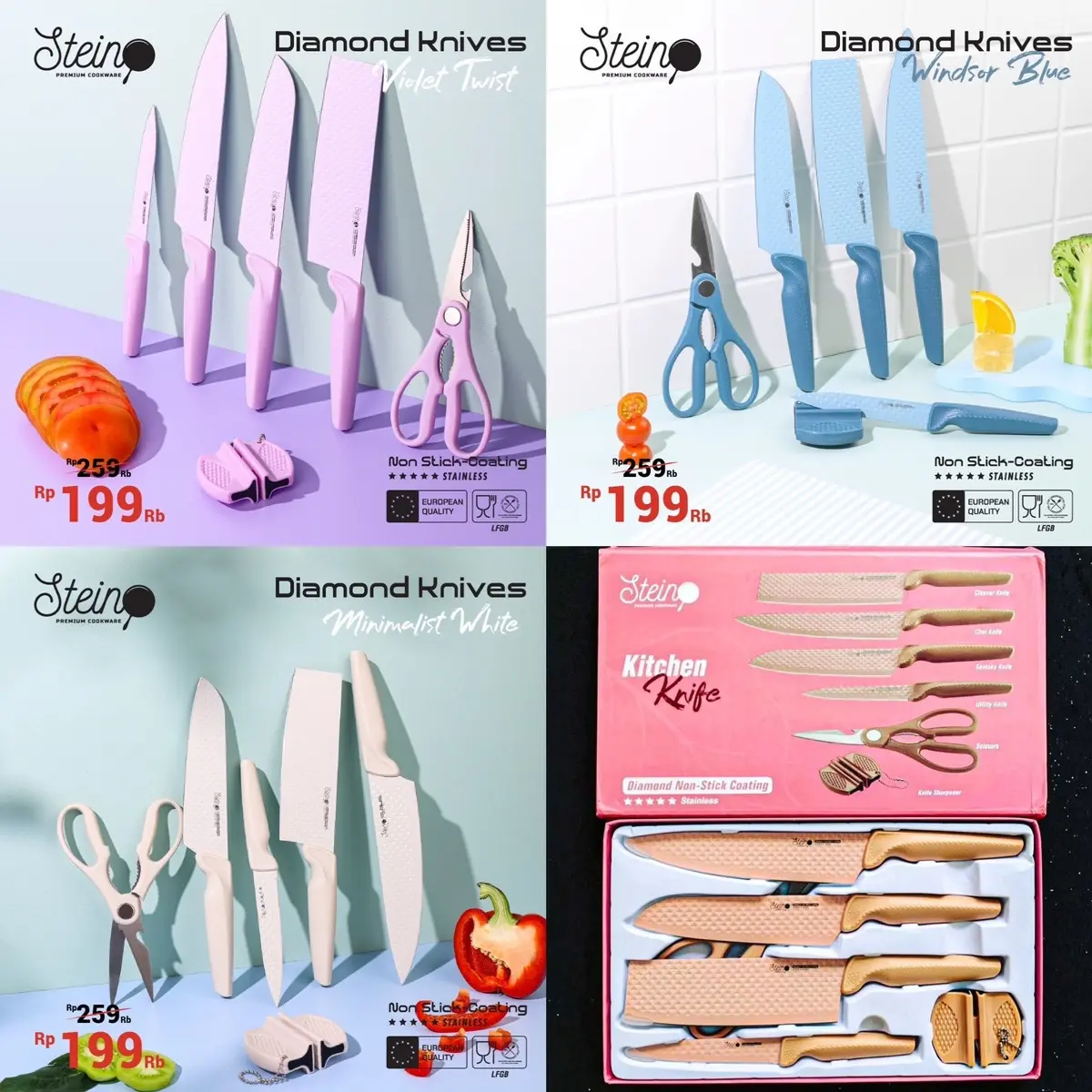 (ORIGINAL 100%) Stein Steincookware Knives Set Pisau Diamond Knife
