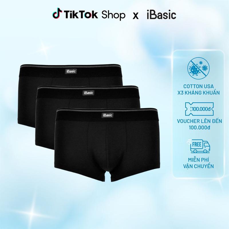 Combo 3 quần lót nam iBasic phom trunk cotton USA kháng khuẩn PANM122 Boxer Sịp Pants