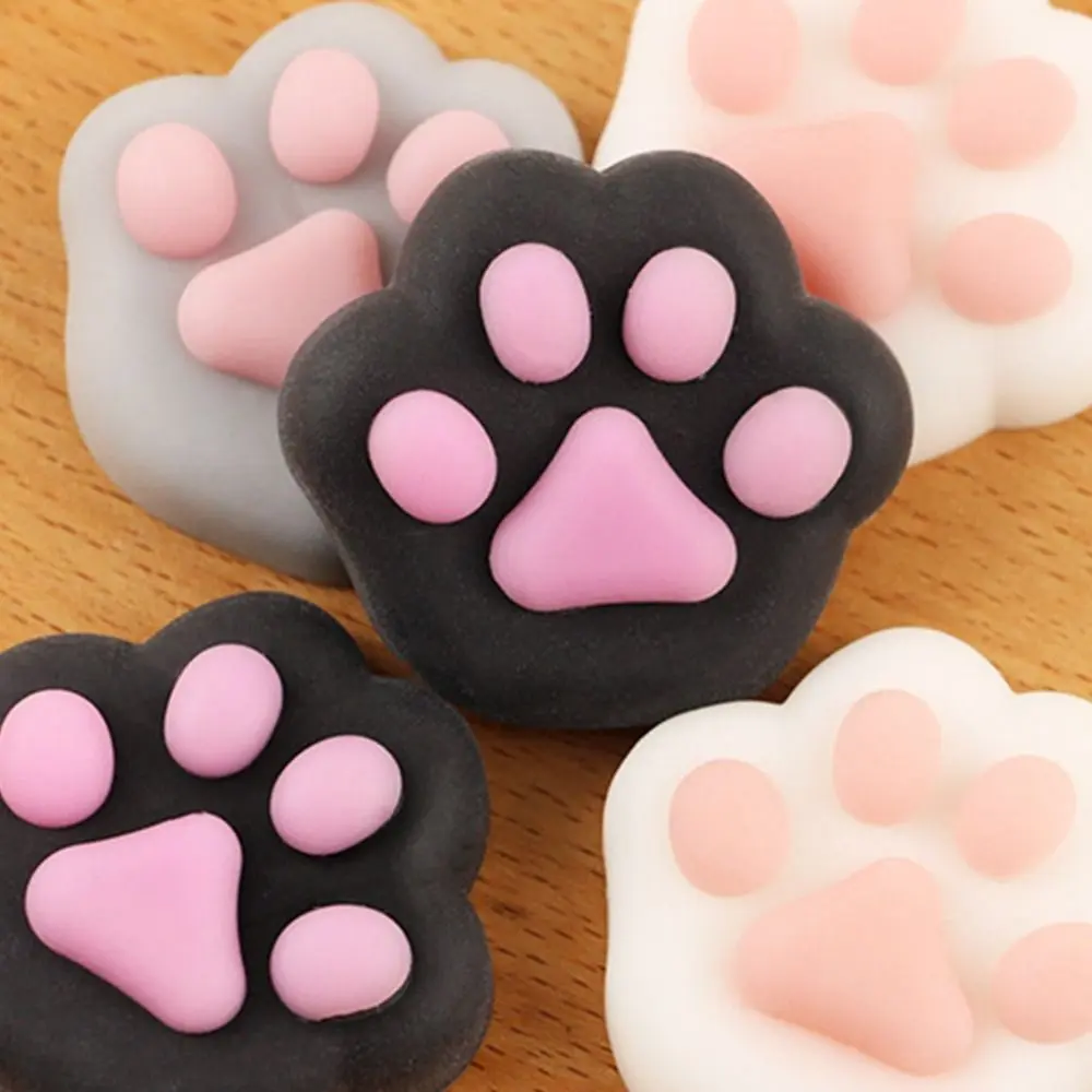 Soft Sensory Toy Mini Cat Paw Squeeze Toy Silicone TPR Cartoon Fidget Toy Fidget Toy 3D Pinch Decompression Toy Children