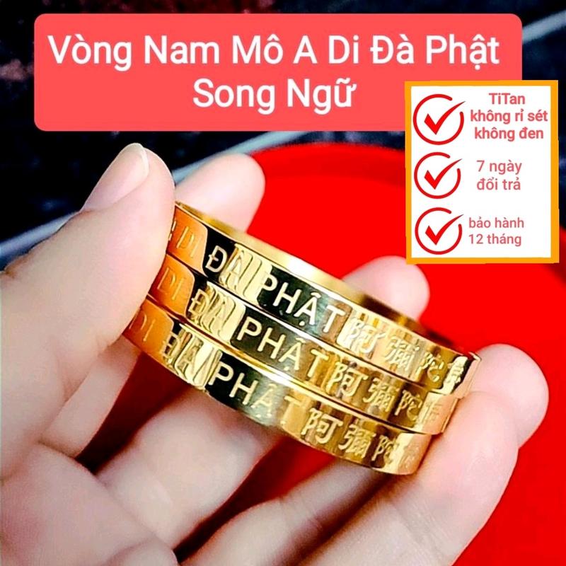Song Ngữ Vòng tay Nam mô A Di Đà Phật loại bóng đẹp không gỉ sét, hàng chất lượng  Đeo Tay Phụ Kiện Voi