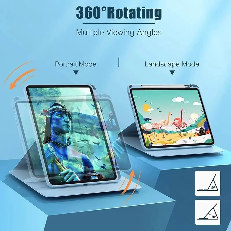 For Xiaomi MiPad 7 6 Pro RedmiPad SE 8.7 11 pro 12.1 360 Rotating Stand Acrylic Cover with Pencil holder Tablet Case