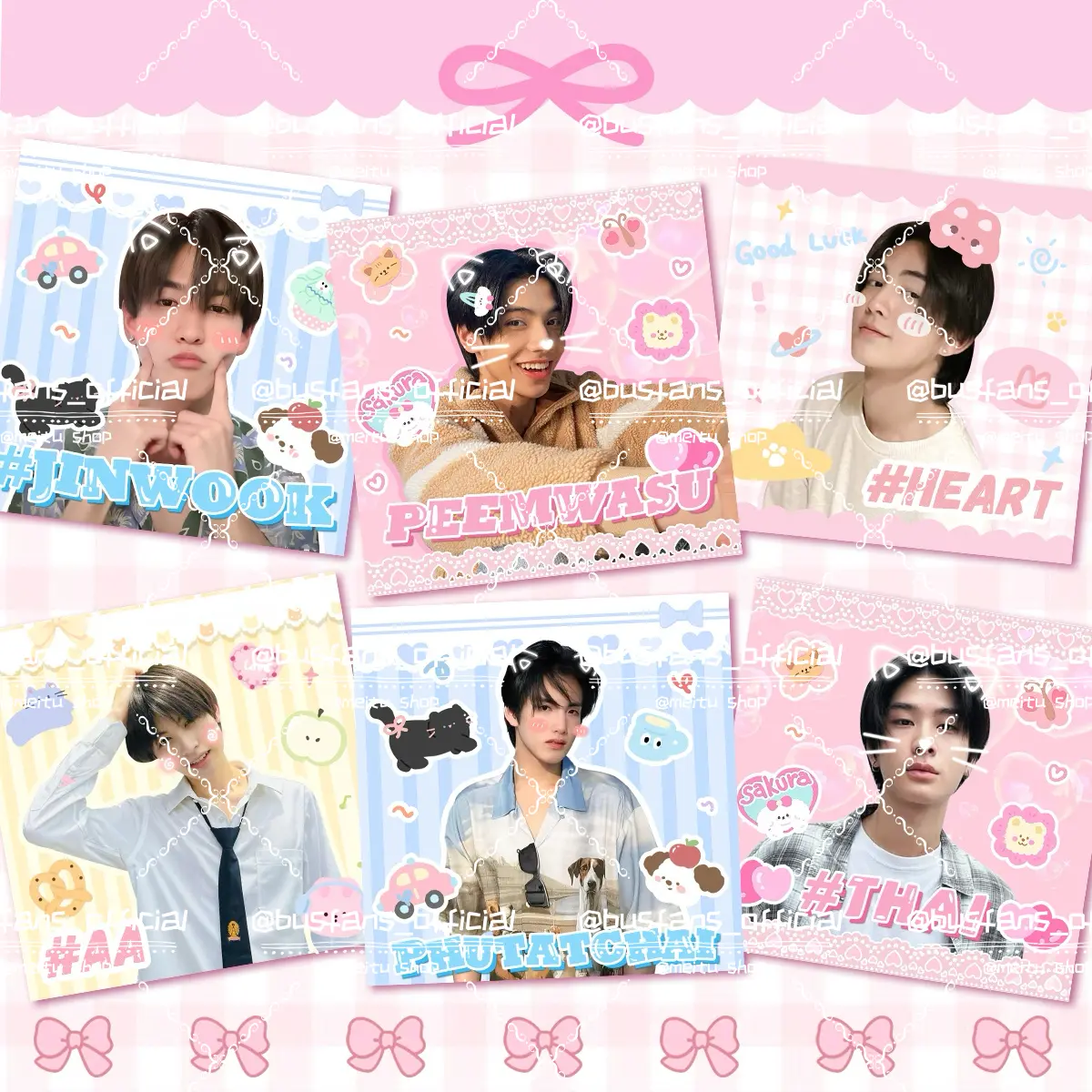 BUS Thai Boy Band Cute Sticker Pack Peemwasu Phutatchai Thaichayanon, 40 Pieces, Fan Must-Have