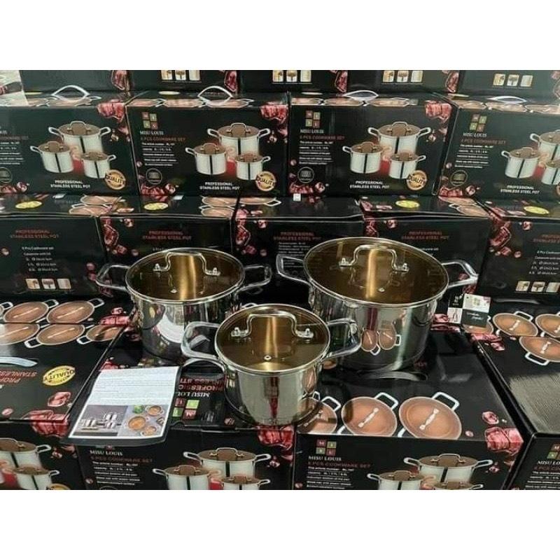 Tách lẻ Bộ Nồi cao cấp Misu louis 3 Món Inox (MISU ĐEN)Đáy Liền Nguyên Khối 5 Đáy, Sử Dụng Mọi Loại Bếp 1