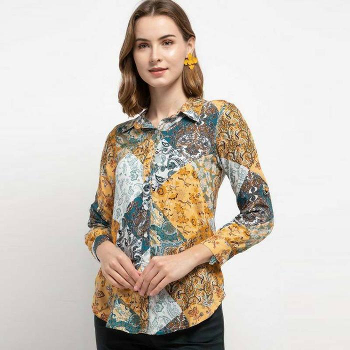 Gambar FAME - Blouse Wanita Lengan Panjang Abstract Print - 9211711 - S dari FAME Official Kota Surabaya 5 Tokopedia