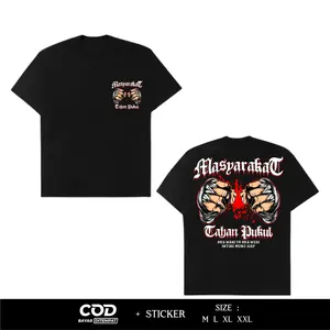 Baju Kaos Netral Desain Terbaru Masyarakat Tahan Pukul Ora Wani Yo Ora Wedi  Model Casual Distro Sablon Dtf Full Punggung T shirt Kata Kata 24s Reguler Hitam Putih Merah Maroon Inzavibe AC4
