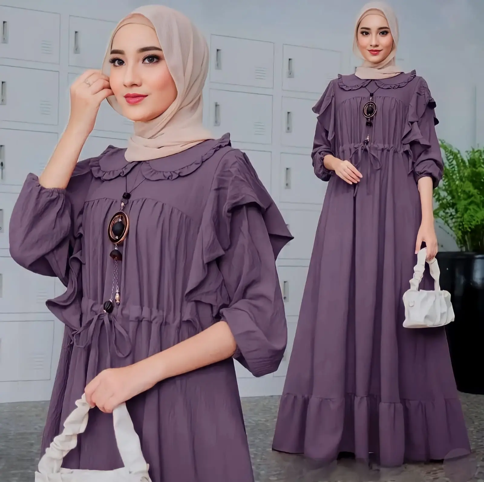 Aurel Dress / Gamis Crinkle Premium Terbaru / Pakaian Fashion Muslim Wanita Kekinian / Baju Cewek Terlaris Kain tebal