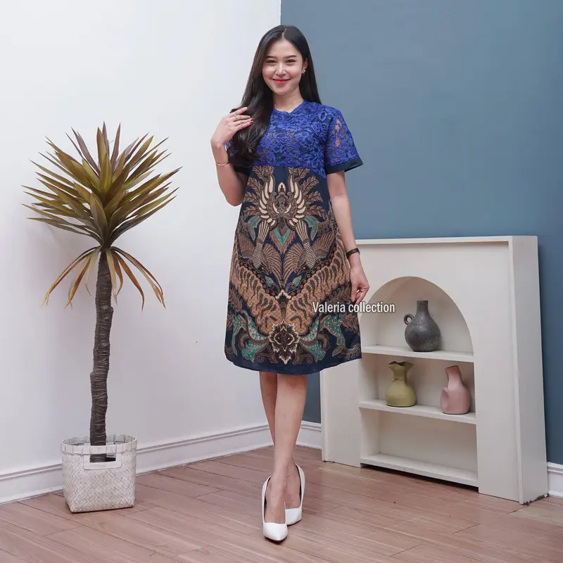 Baju Pasangan Couple Dress Brokat Pria Wanita Lengan Pendek Batik Katun Prima Kondangan Atasan 1