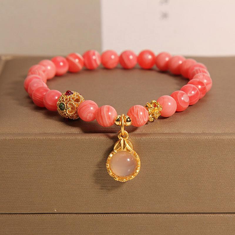 Product Introduction of Rhodochrosite Bracelet Female Ins Special-Interest Design Light Luxury High-Grade Feeling Girlfriends Net Red Opal Water Drop Pendant Bracelet bracelet  stack 1