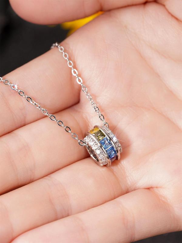 Artificial Zircon Decorated Pendant Necklace for Women, Elegant Jewelry for Party, Daily Clothing Decor, Trendy All-match & Exquisite Jewelry for Birthday Gift 3