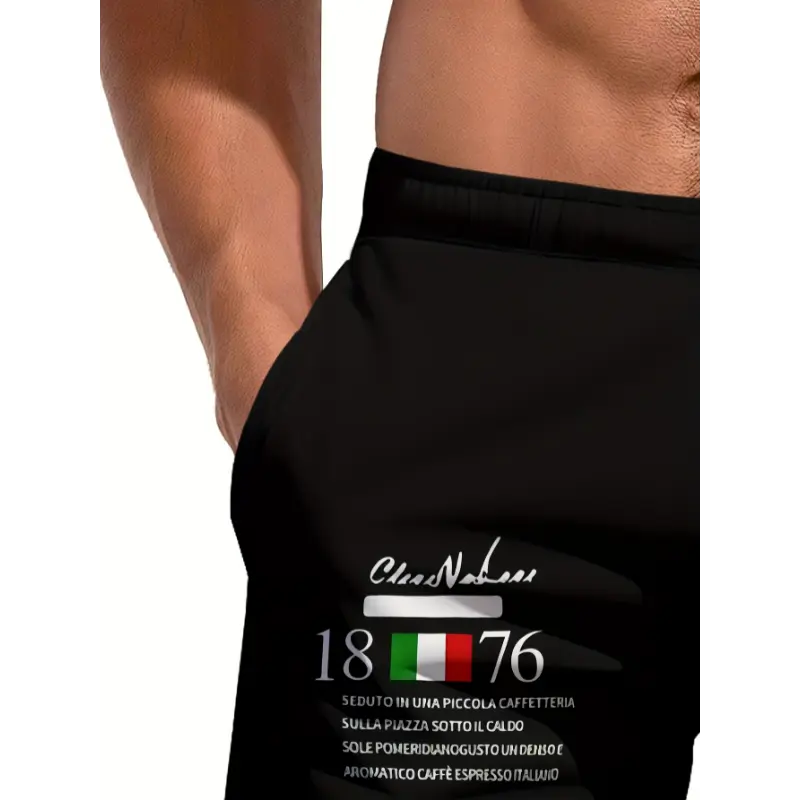 Men'S Casual Summer Shorts - Breathable, Elastic Waistband, "ITALY" Print Design, Lightweight & Comfortable for Daily Wear & Sports, Sports Shorts|Casual Style|Elastic Waistband Shorts 4
