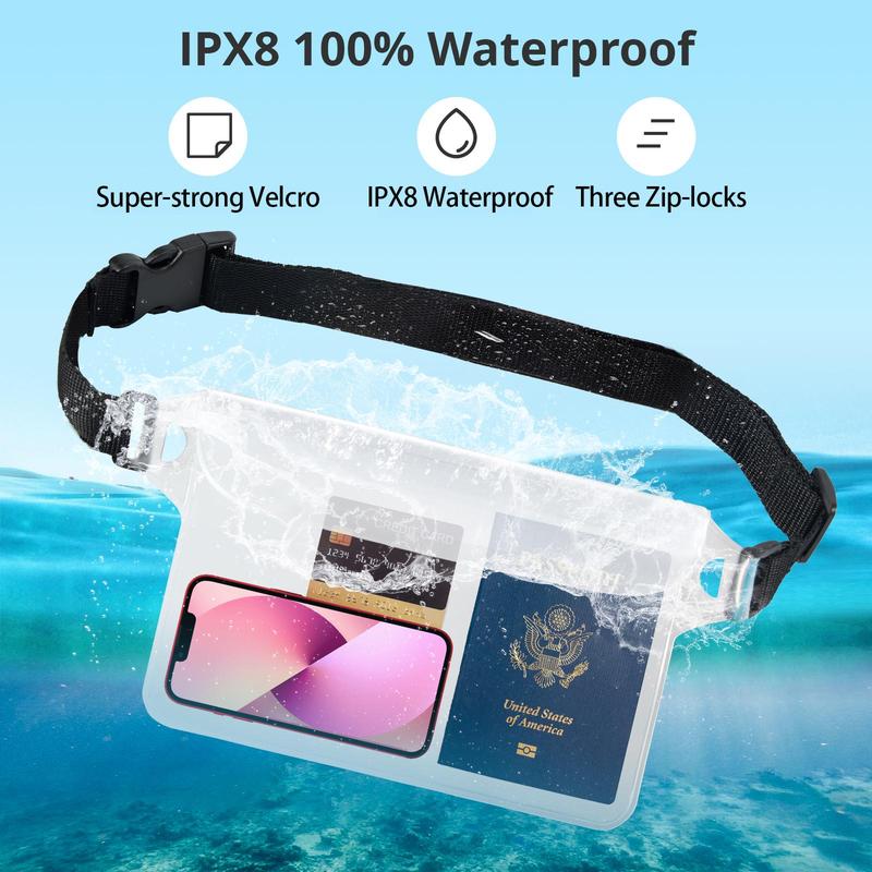 Waterproof Surfing Waist Bag, Adjustable Strap Clear Phone Bag, Fanny Pack for Swimming, Rafting, Kayaking, Camping 5