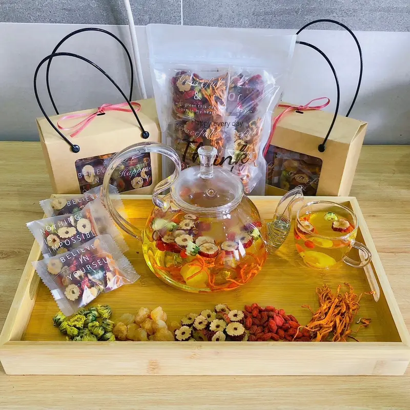 Trà Đông Trùng 7 Tự nhiên Tea Hữu cơ (đông trùng, kì tử, táo đỏ, long nhãn, hoa, hoa cúc, hoa nhài) Nước Trà Chè nướcuống túi tre duong tradong trunghathao trùnghạthảo ngủ ngon đẹp da táo tàu expert nhan giải độc mát gan thảo mộc dongtrung 7vi hồng nụ dàn 2