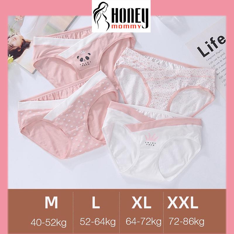 COMBO 4 Quần Lót Đồ Lót Bầu Bầu Cạp Chéo Đủ Size 40 - 85kg HN1801 Honey Mommy Quần Chip Bầu Cạp Chéo Chất Cotton
