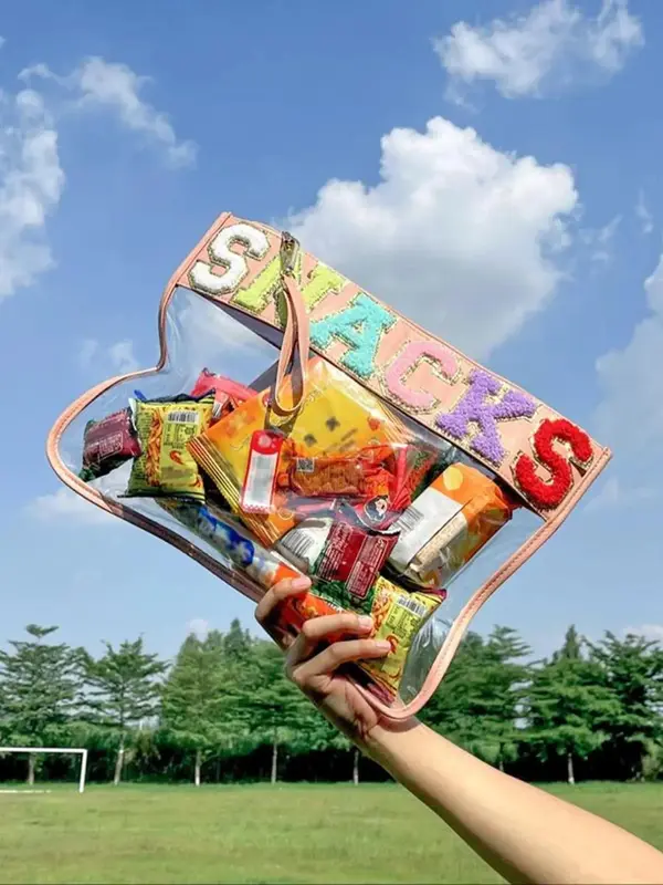 Cute Letters Design Makeup Bag, Novelty Transparent Makeup Bag, Zipper Versatile Cosmetic Storage Bag for Women & Girls for Daily & Travel Use 0
