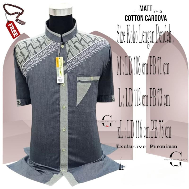 BAJU KOKO DEWASA LENGAN PENDEK LEBARAN 2025 Motif Bordir Kancing MUSLIM Pria 3