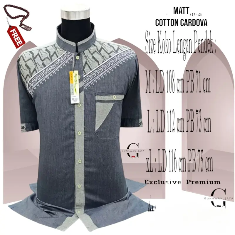 BAJU KOKO DEWASA LENGAN PENDEK LEBARAN 2025 Motif Bordir Kancing MUSLIM Pria 3