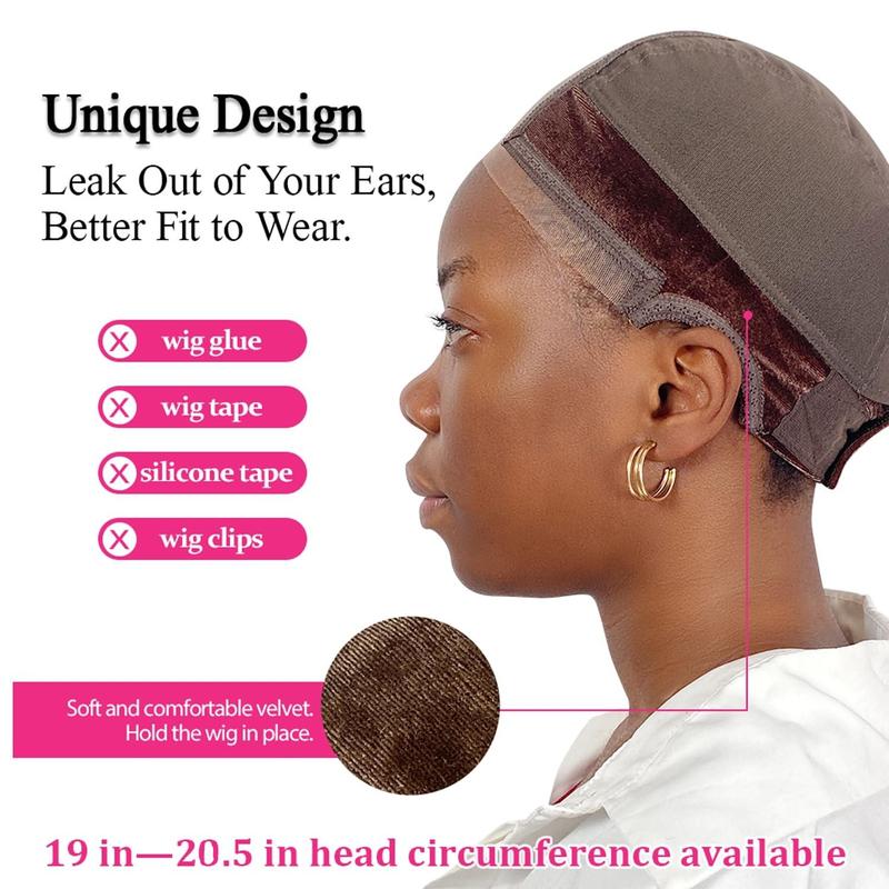 Wig Cap with Grip Band for Keeping Wigs in Place, 1 Count Adjustable Style Dome Mesh Cap with Showing Off Ears, Non Slip Cap Let Hair Wig Be Glueless, Mother's Day Gift 3