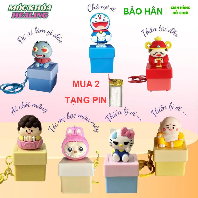 (Bản Tiếng Việt) Móc Khoá Bàn Phím Cơ Tích Đức Tịnh Tâm, Thiên Lý Ơi, Labubu, Hello Kitty Kèm Giọng Nói Đèn Led Móc Khoá Keycap Dễ Thương - Bảo Hân Shop